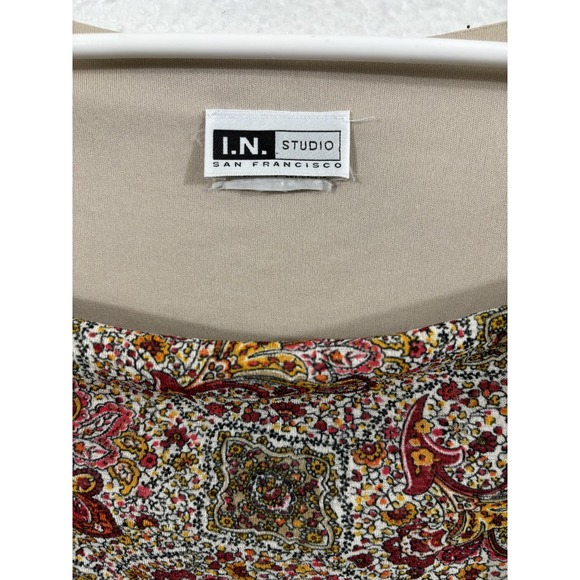 Vintage I.N. Studio Dress Womens Medium Multicolor Paisley Ruffle Hem 90s Y2K - Picture 4 of 9